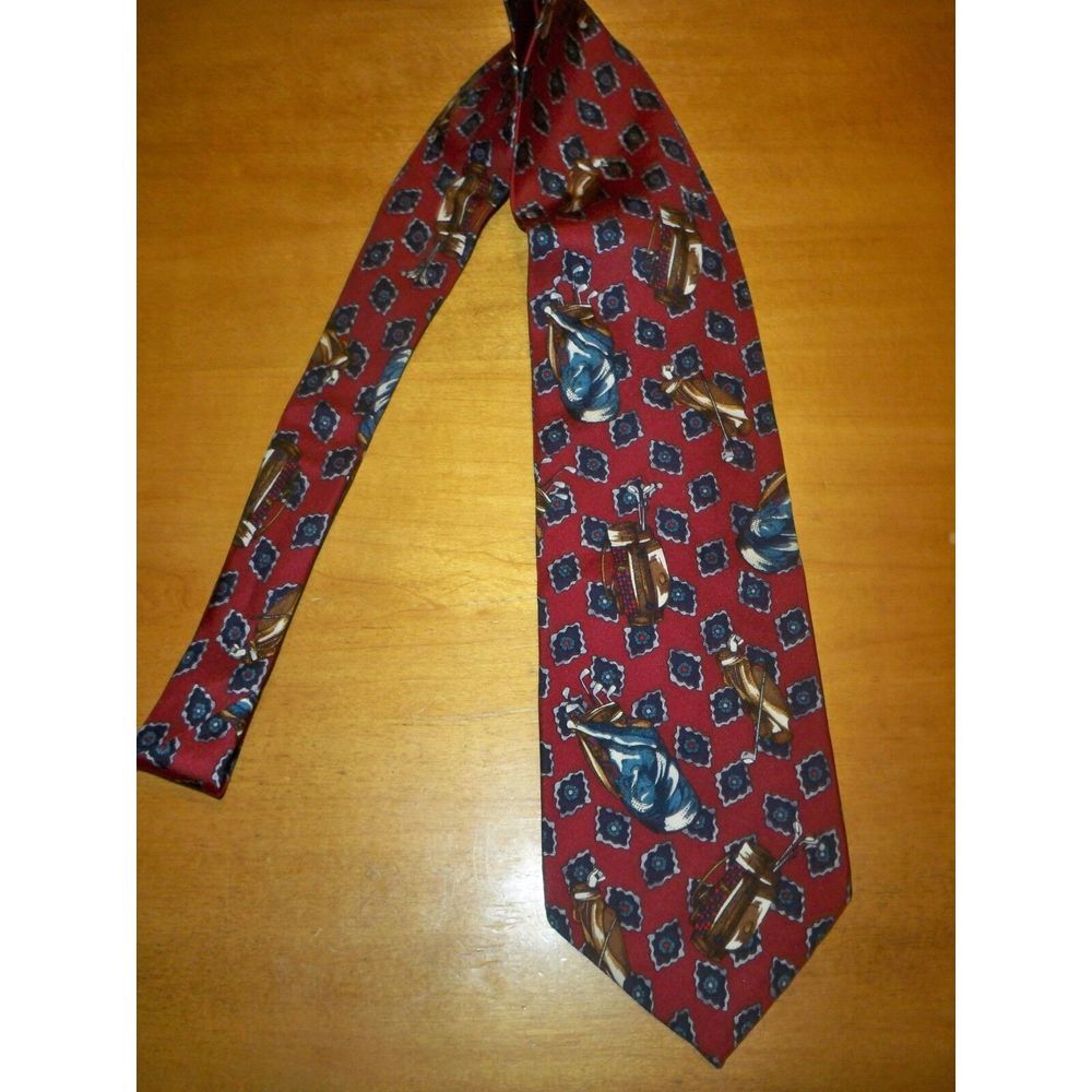 Spencer & Lowe‎ Made In USA Golf Themed Necktie Novelty Vintage Silk